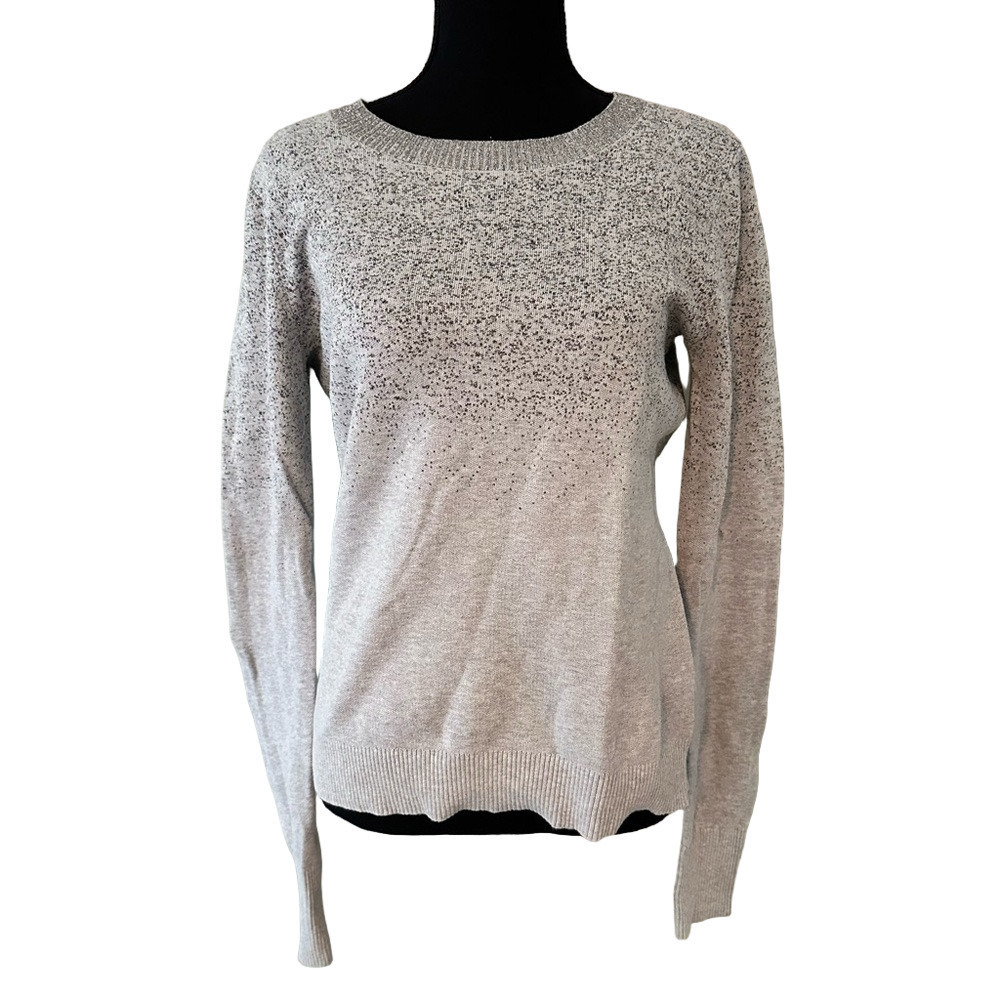 EXPRESS GRAY LONG SLEEVE SWEATER WITH SILVER SPARKLE DESIGN